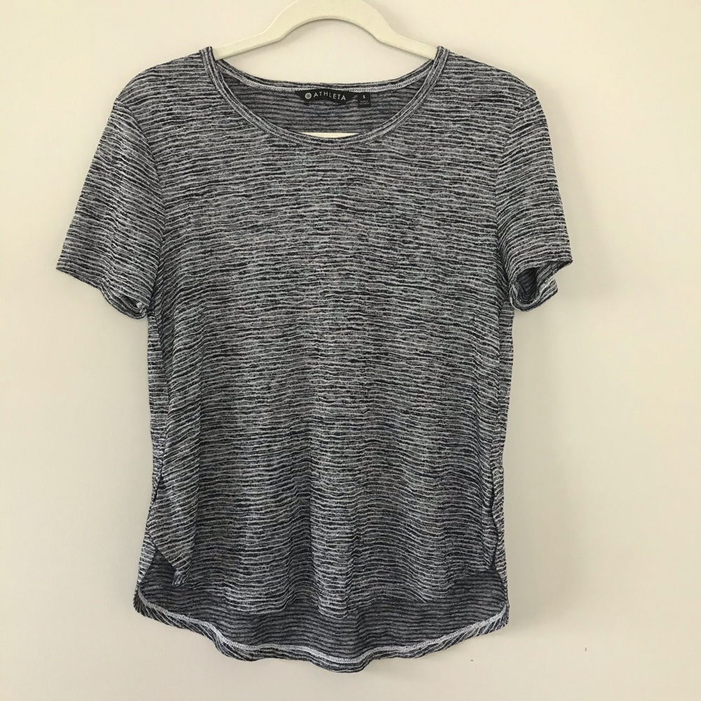 Athleta Crew Neck Striped Tee Size S